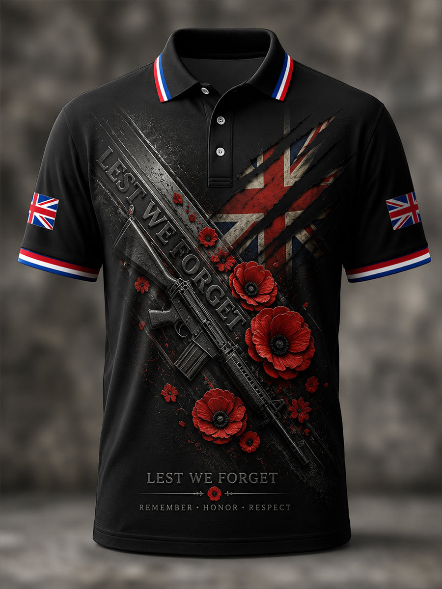 Men's Retro SLR Forget-Me-Not Print Casual Polo Shirt