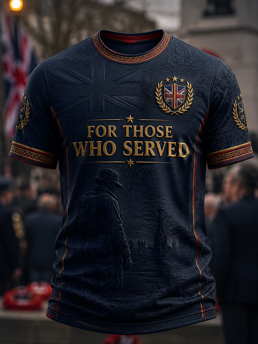 Men's Retro British Veteran Print Casual Tee