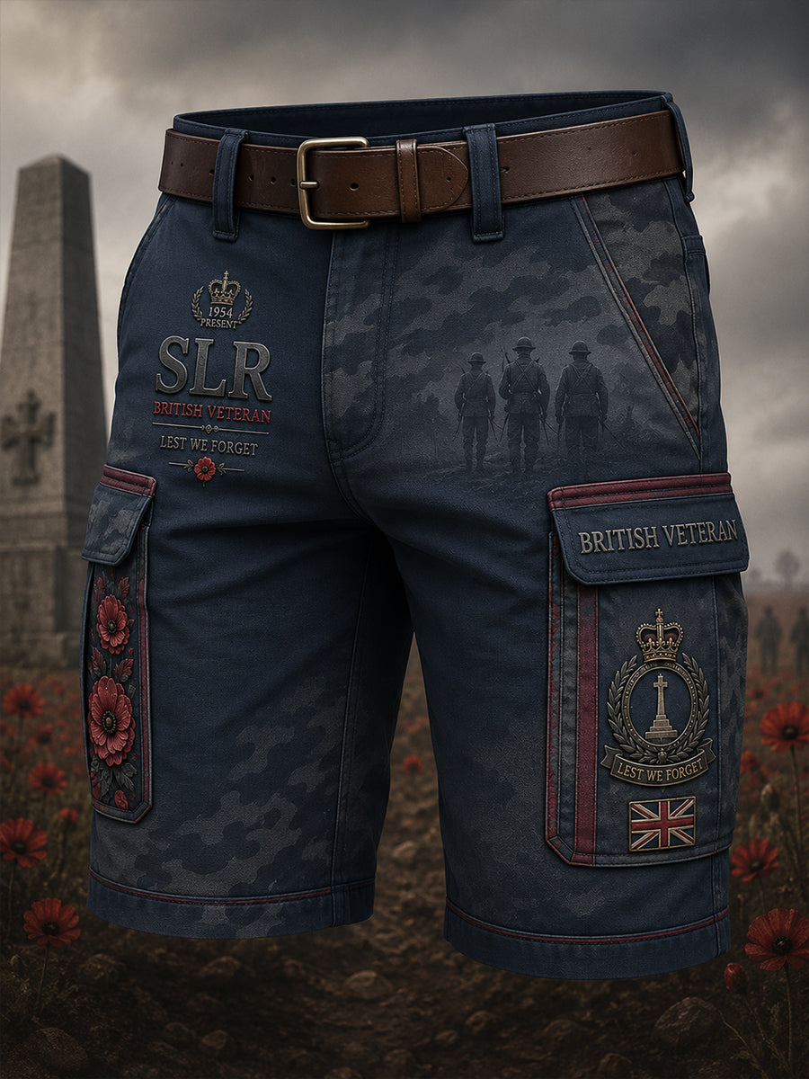 Men's Veteran Memorial Graphic Print Cropped Cargo Pants