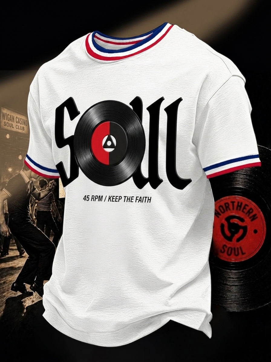 Men's Retro Northern Soul Print Casual Tee