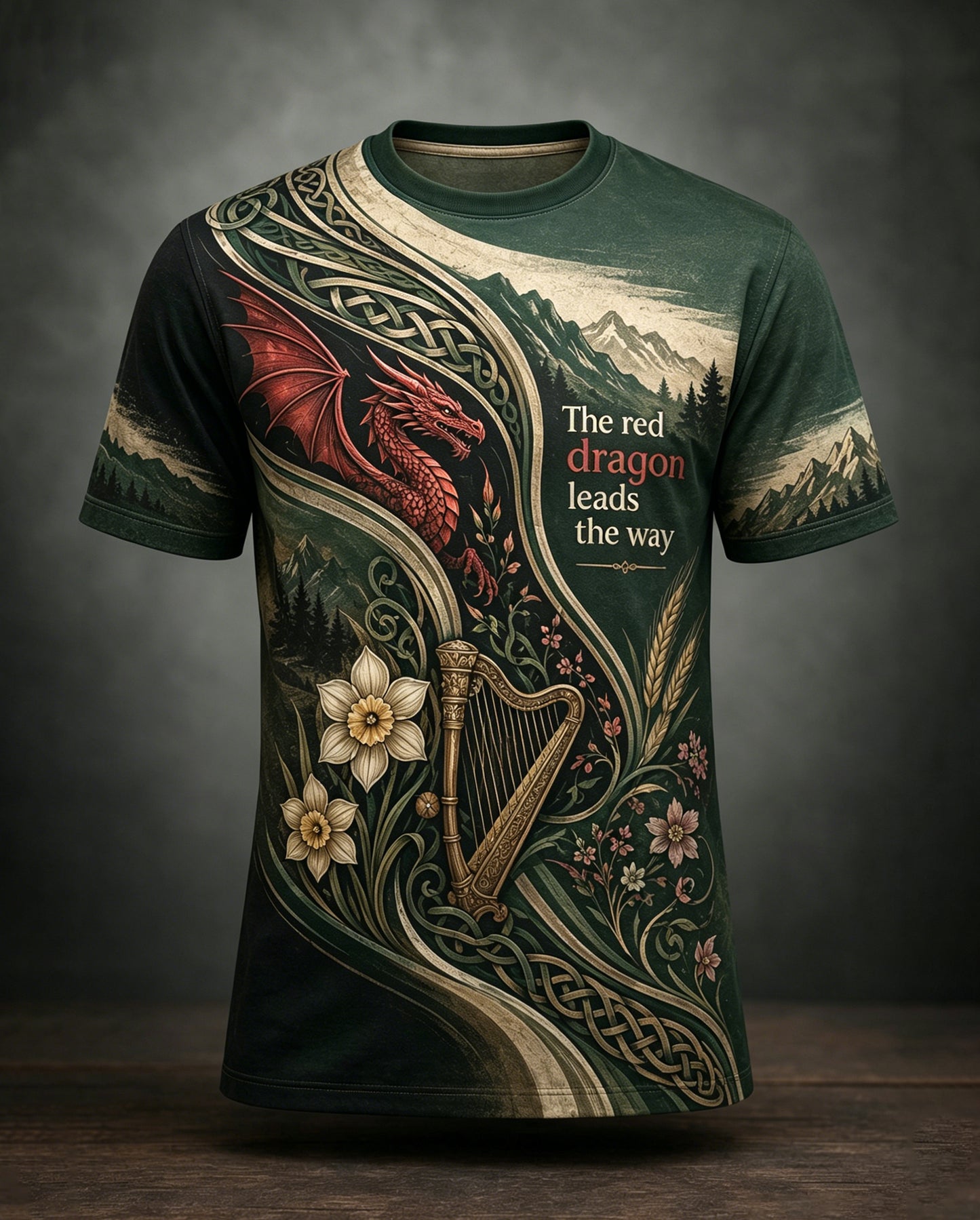 Men's Welsh Cultural Elements Art Print T-Shirt