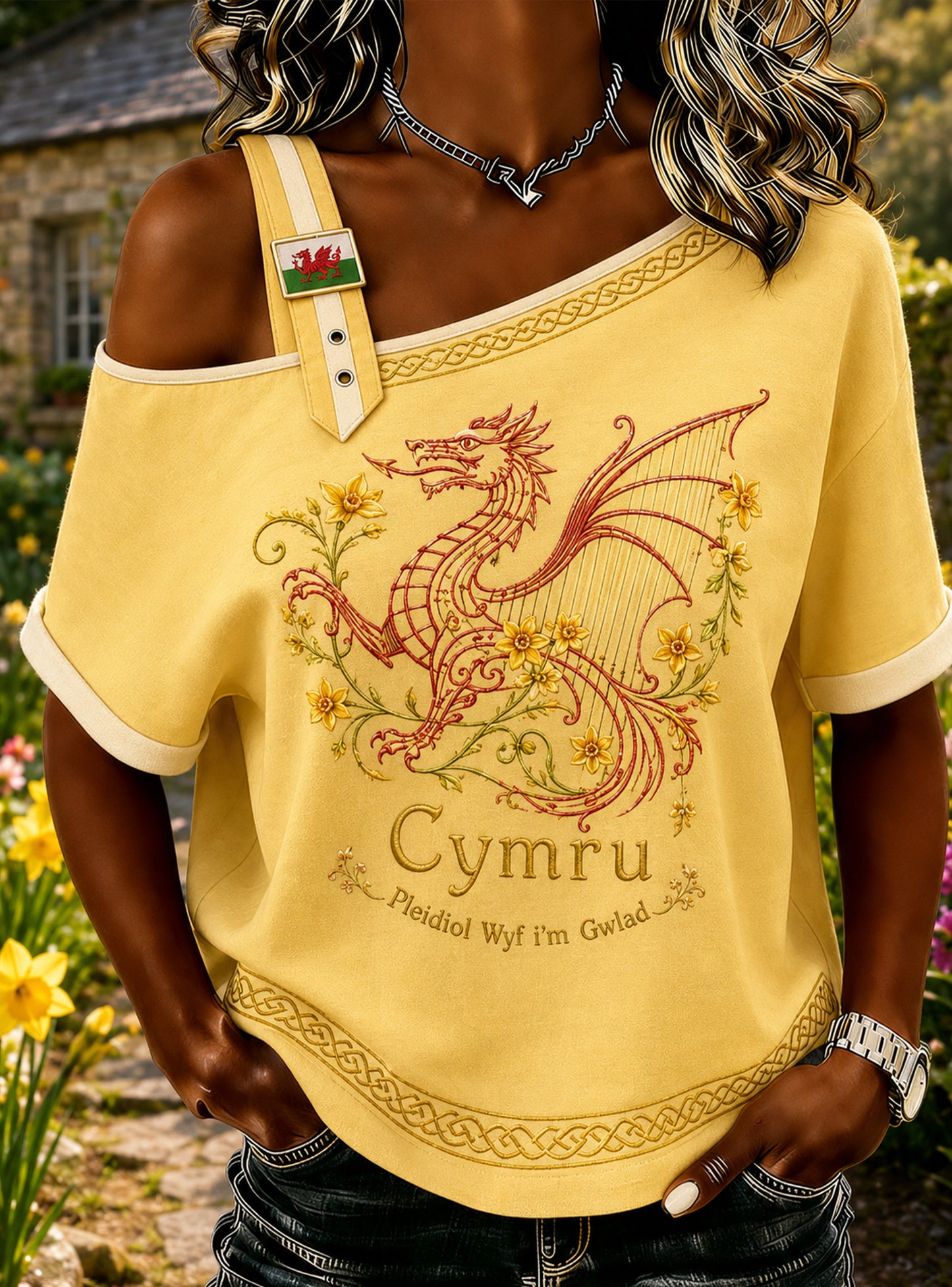 Women's Welsh Cultural Commemorative Art Print Top