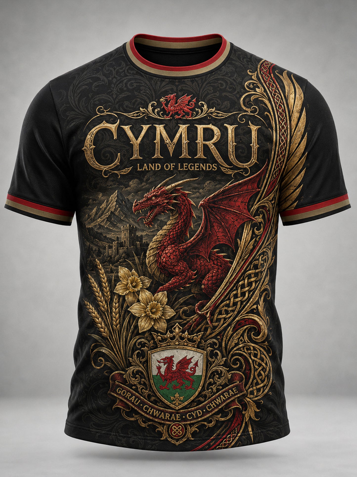 Men's Welsh Cultural Element Art Print T-Shirt