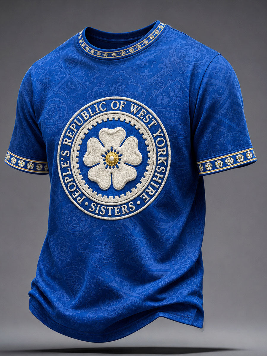 Men's England Yorkshire Day White Roses Art Printed T-shirt