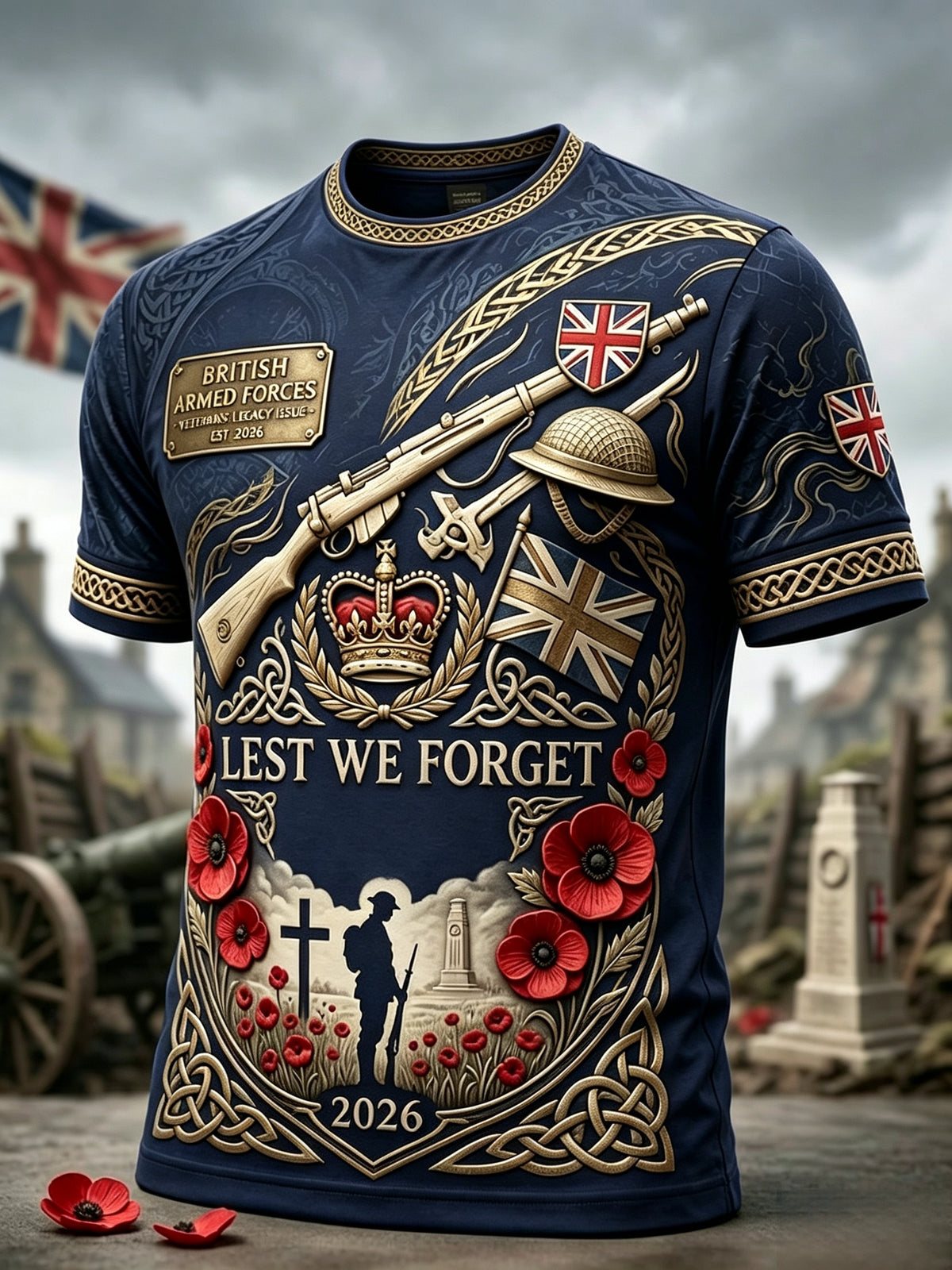 Men's British veteran print short sleeves t-shirt