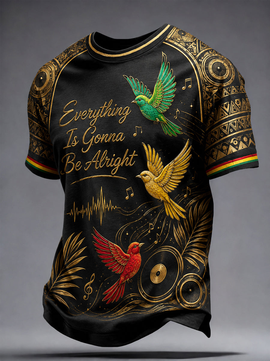 Retro Reggae Ethnic-Style Patchwork Casual T-Shirt