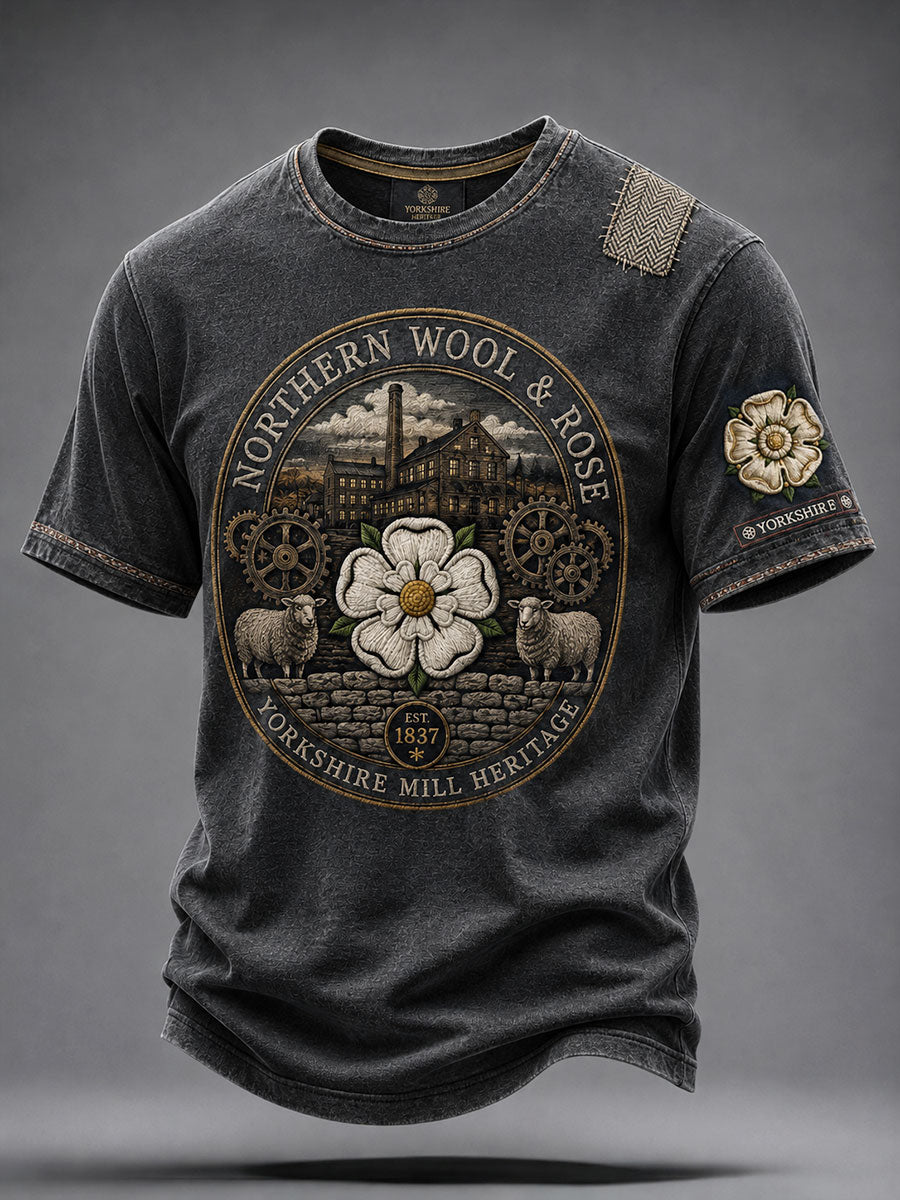 Men's Yorkshire Day White Roses Art Printed T-shirt