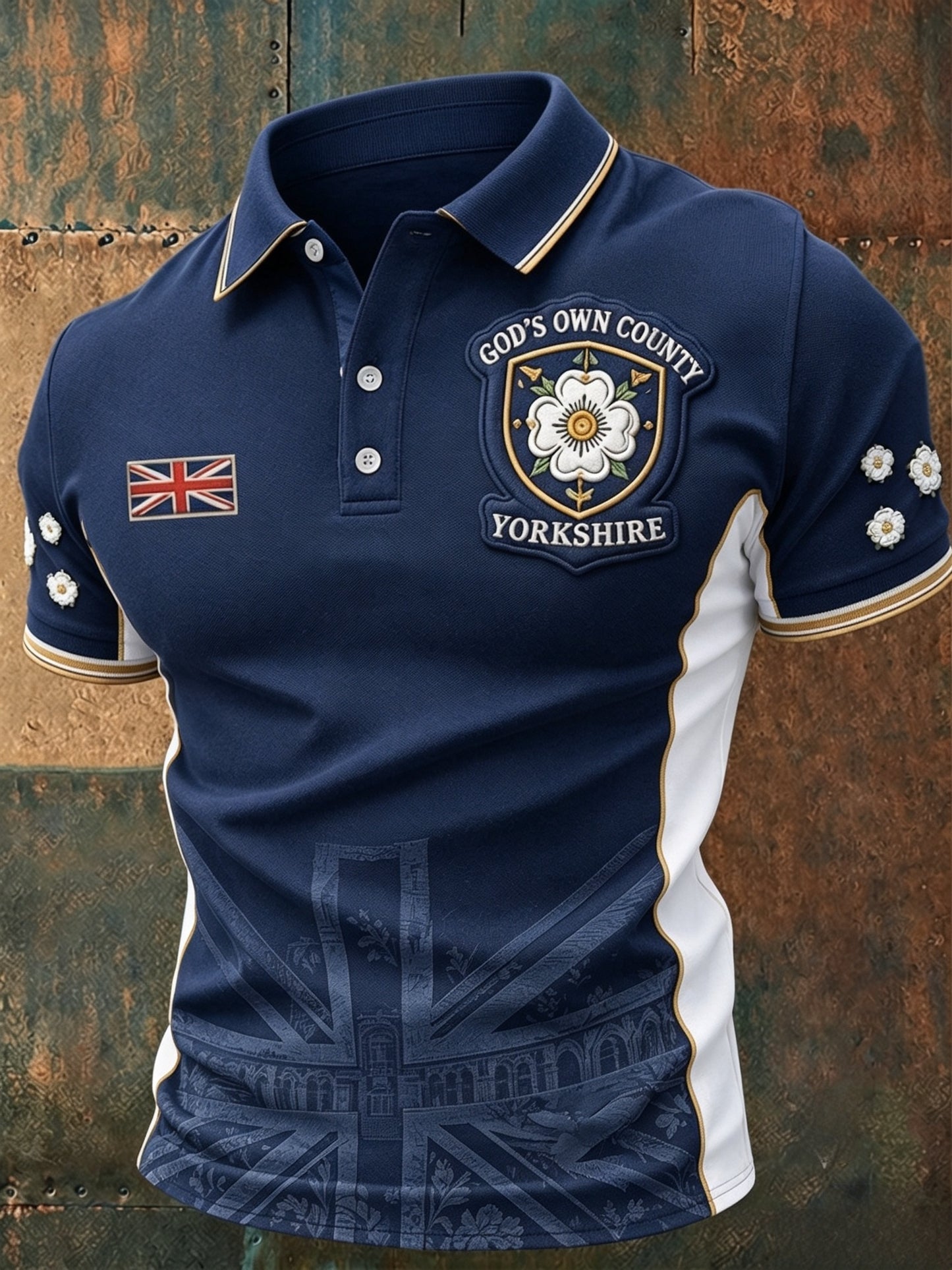 Men's England Yorkshire Day White Roses Art Printed Casual Tops