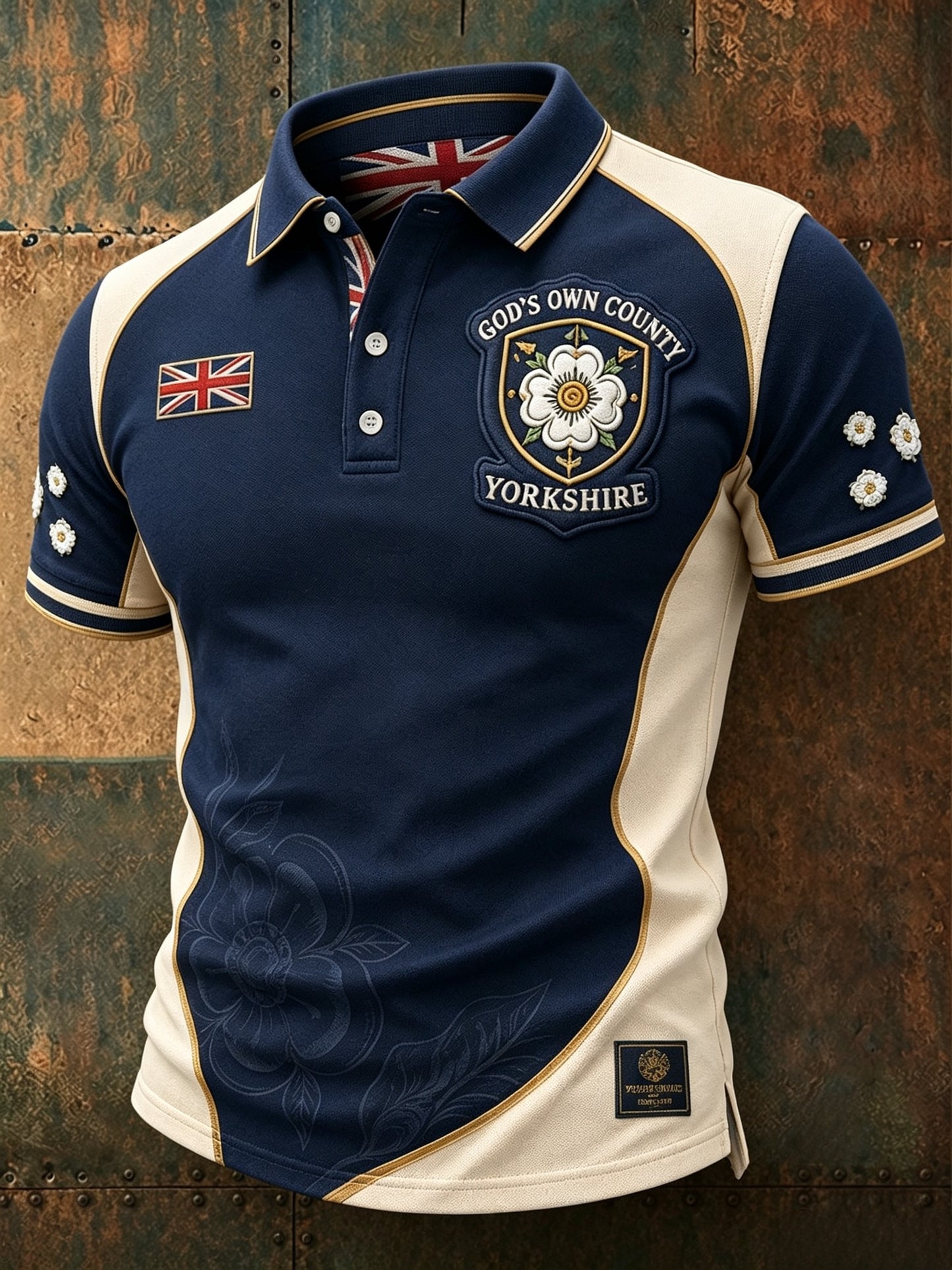 Men's England Yorkshire Day White Roses Art Printed Casual Tops