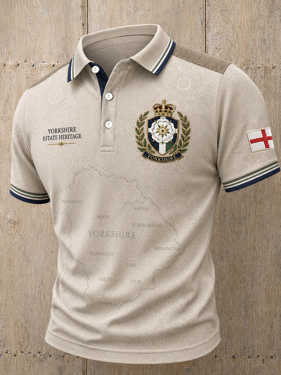 Men's Yorkshire White Roses Art Printed Casual Tops