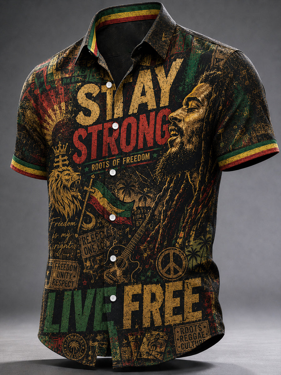 Men's Reggae Casual Shirt Short Sleeve