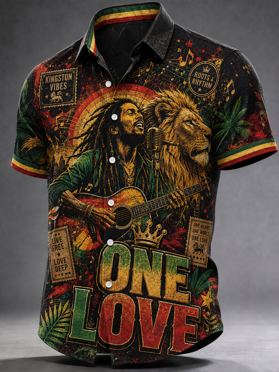 Men's Reggae Casual Shirt Short Sleeve