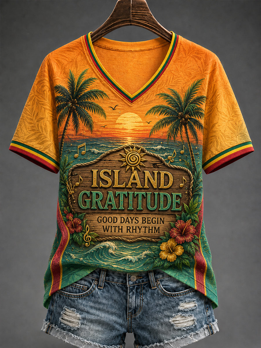 Women's Reggae V-Neck T-Shirt