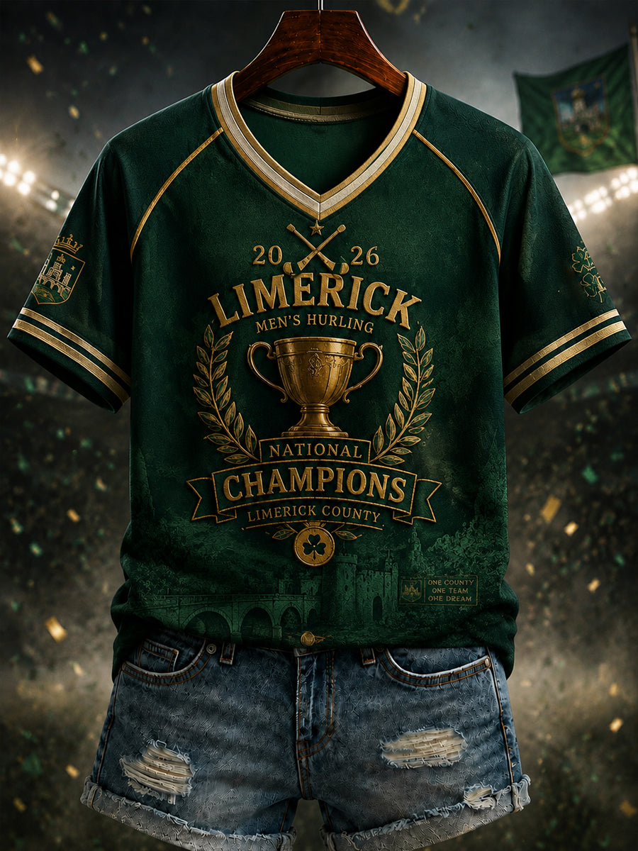 Women's Limerick Hurling Printed V-neck T-shirt