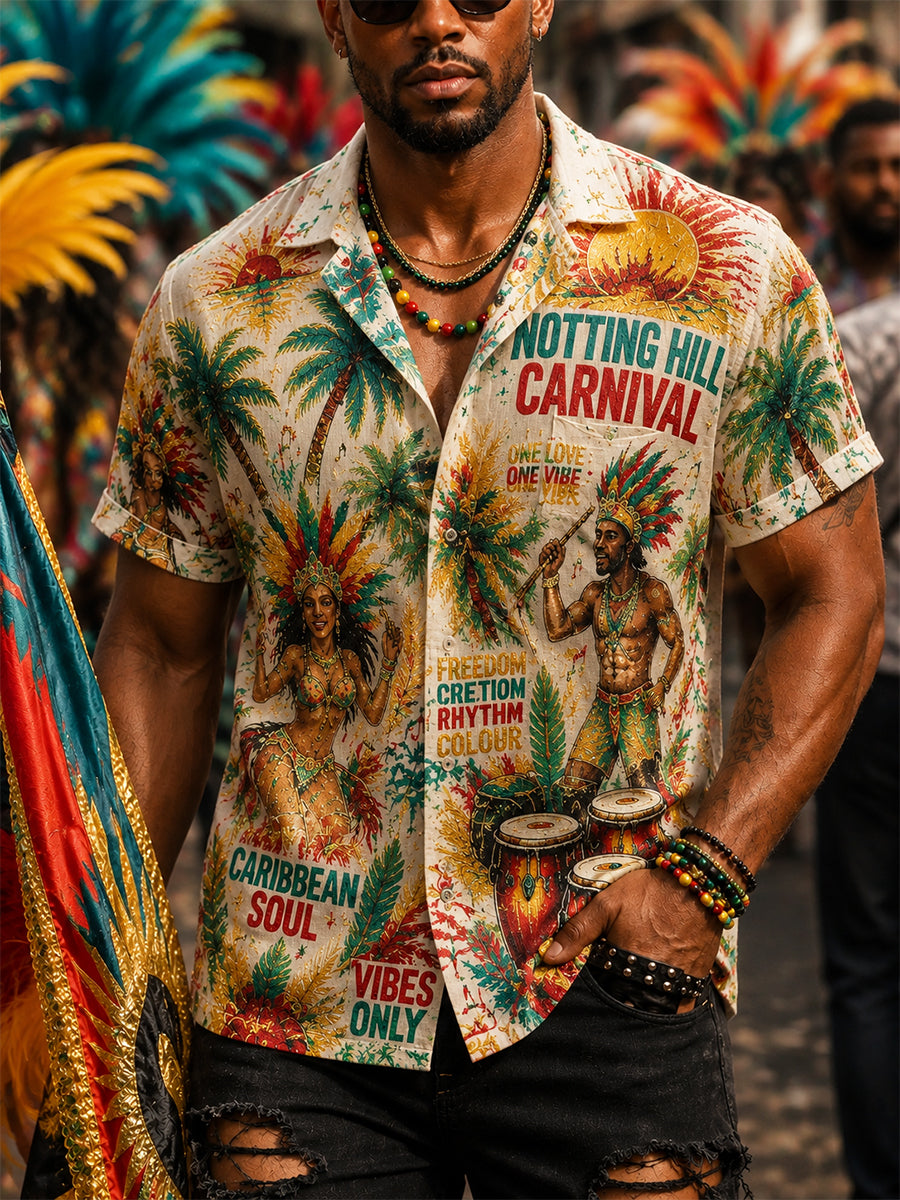 Unisex Vintage Notting Hill Caribbean Carnival Print Shirt