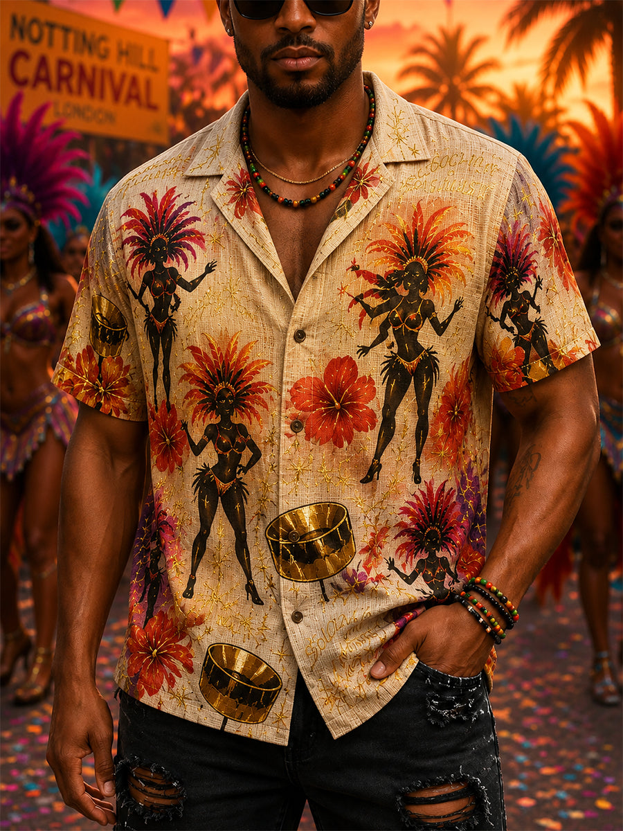 Unisex Vintage Notting Hill Caribbean Carnival Print Shirt