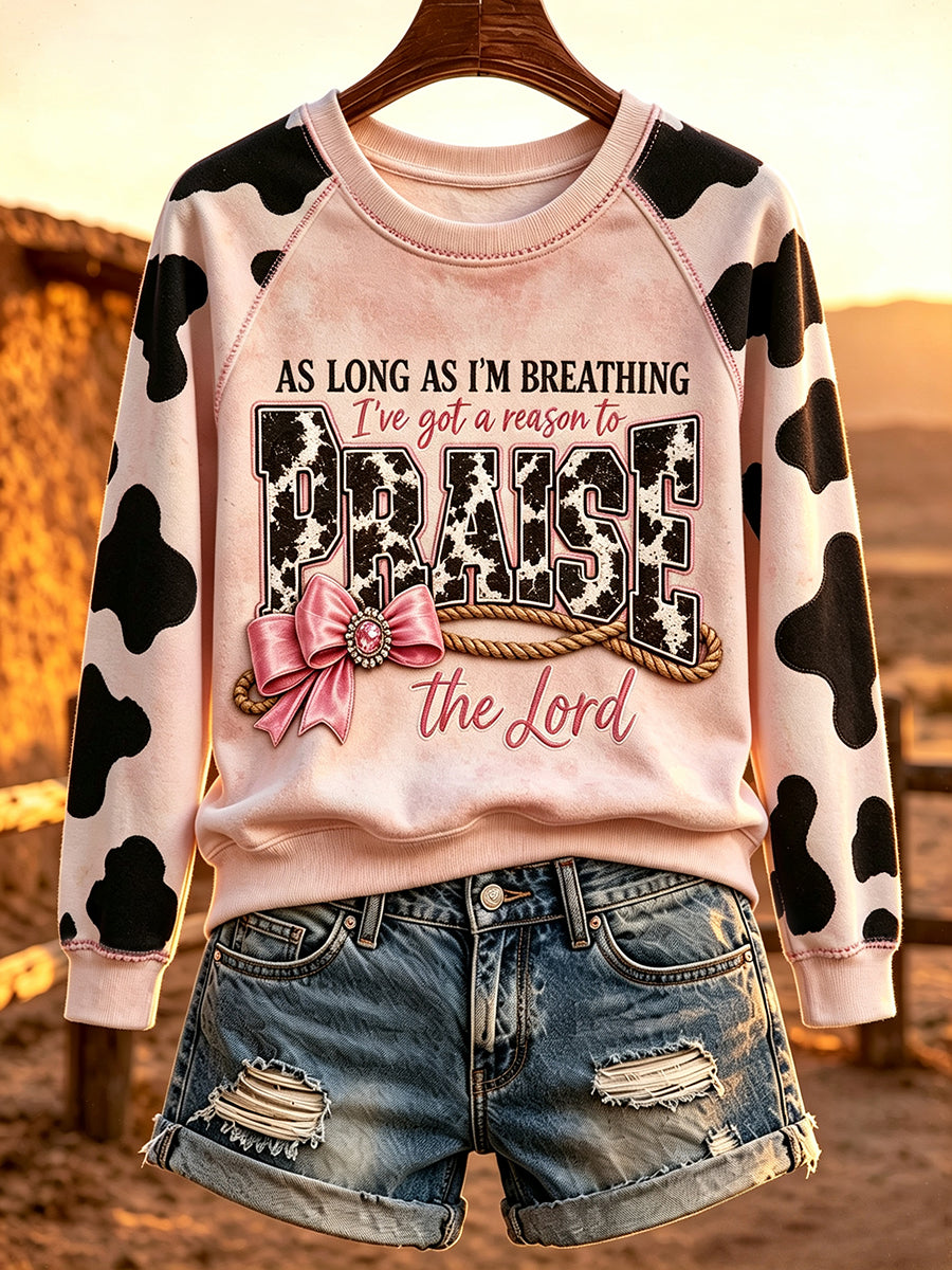 Women's Vintage Western Faith Print Raglan Sleeve Sweatshirt