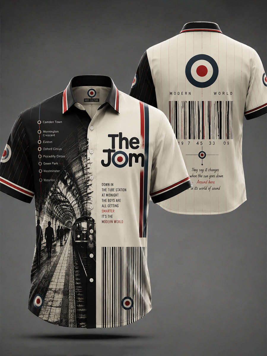 Men's Retro Punk Music The Modfather Paul Weller Printed Short-sleeved Shirt