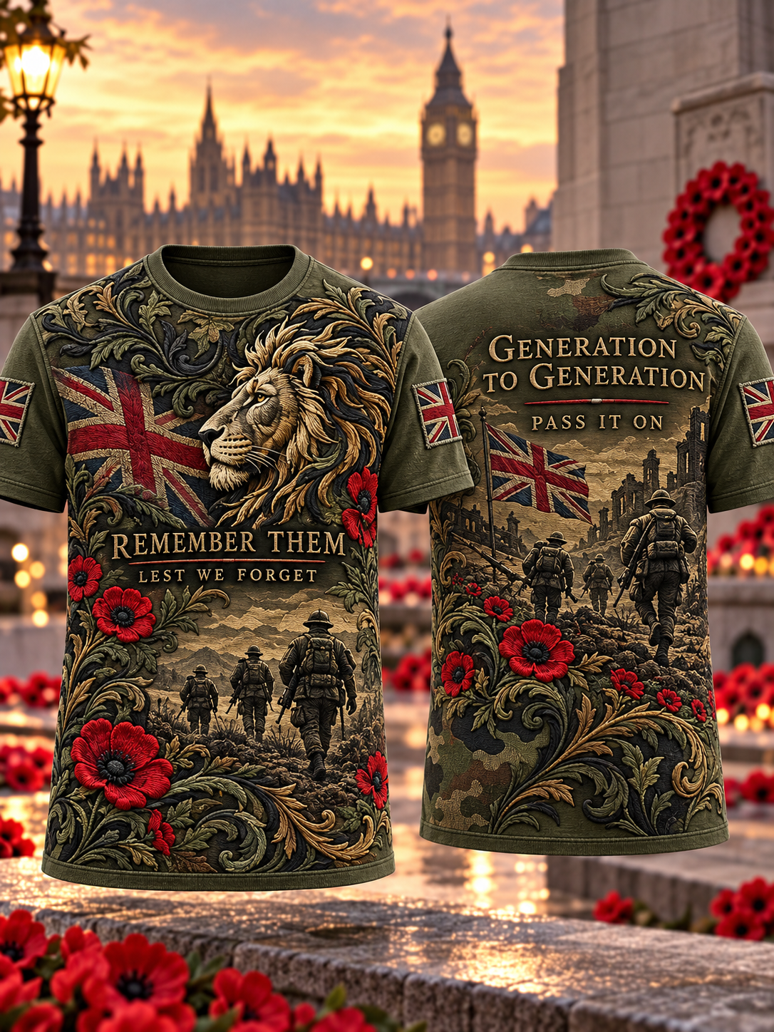 Men's Remembrance Day Lest We Forget short sleeves t-shirt
