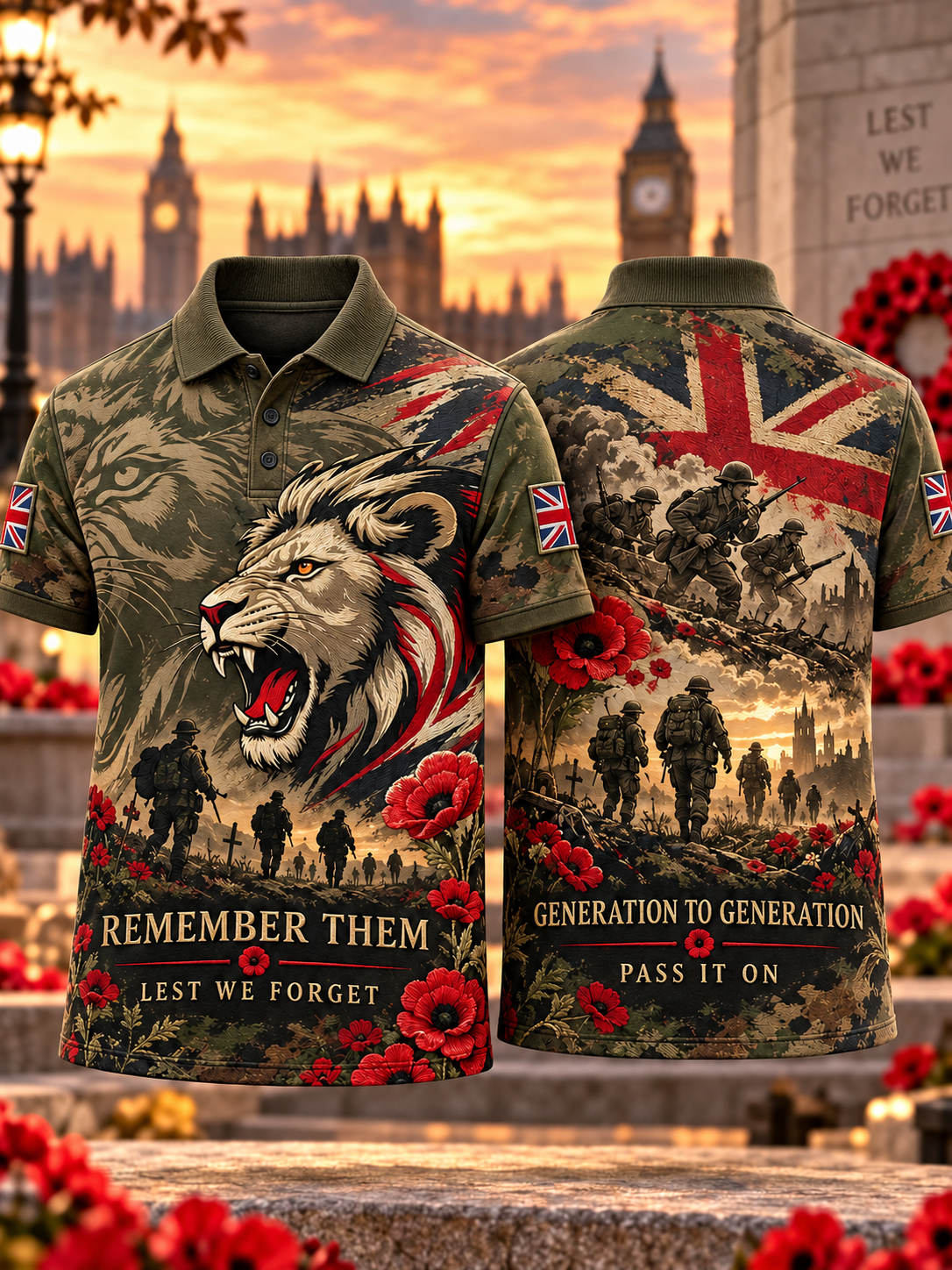 Men's Remembrance Day Lest We Forget polo shirt