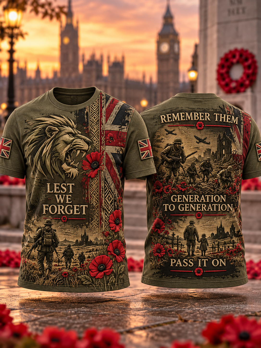 Men's Remembrance Day Lest We Forget short sleeves t-shirt