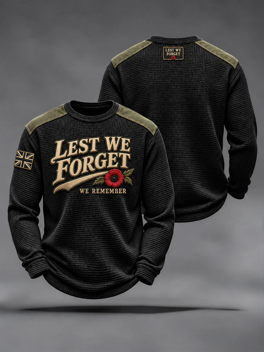 Men's Lest We Forget Print Waffle Sweatshirt