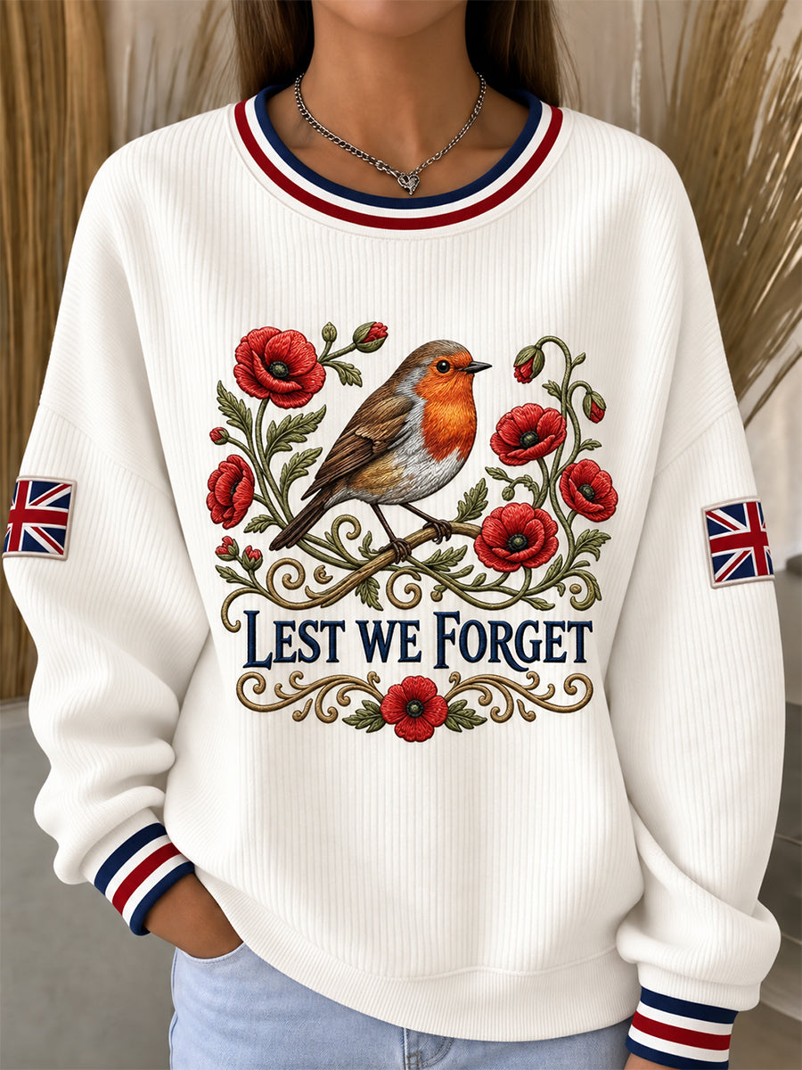 Women's Remembrance Day Lest We Forget Round-Neck Sweatshirt