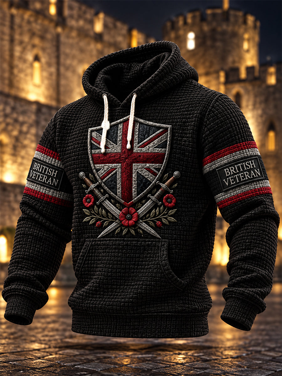 Men's Remembrance Day Lest We Forget Checkered Cotton Hoodie