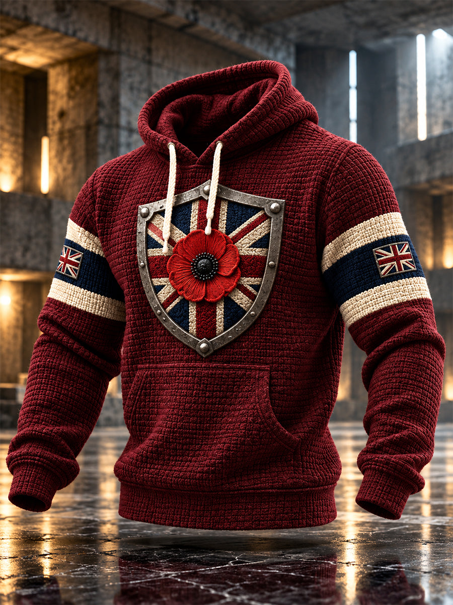 Men's Remembrance Day Lest We Forget Checkered Cotton Hoodie