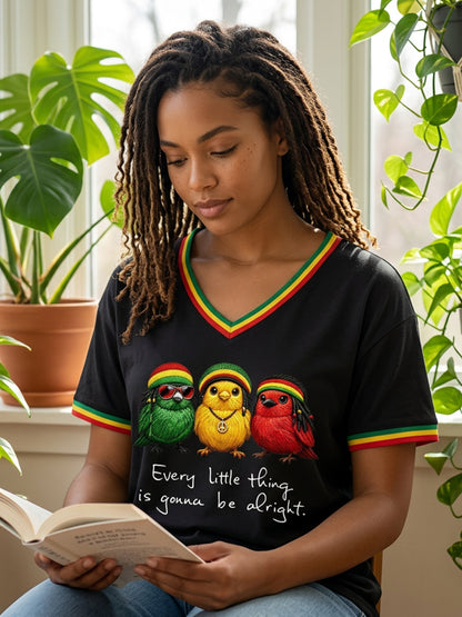 Women's Reggae Music V-Neck T-Shirt