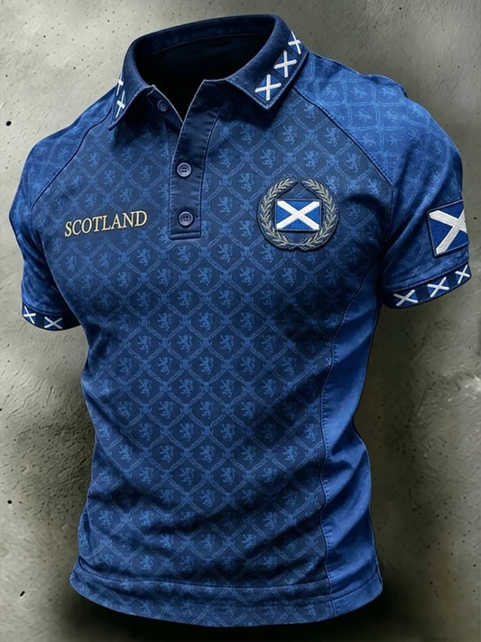Men's Scotland Printed three buttons shoulder sleeve