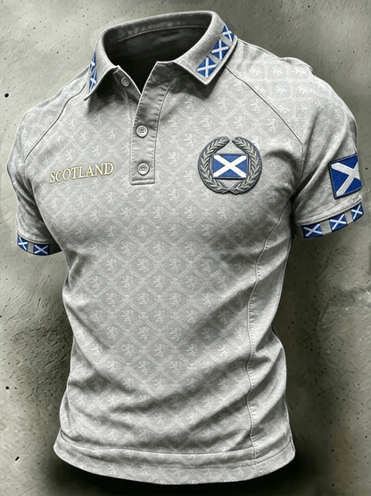 Men's Scotland Printed three buttons shoulder sleeve