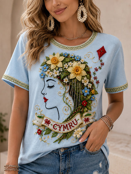 Women's Welsh Cultural Element Art Print T-Shirt