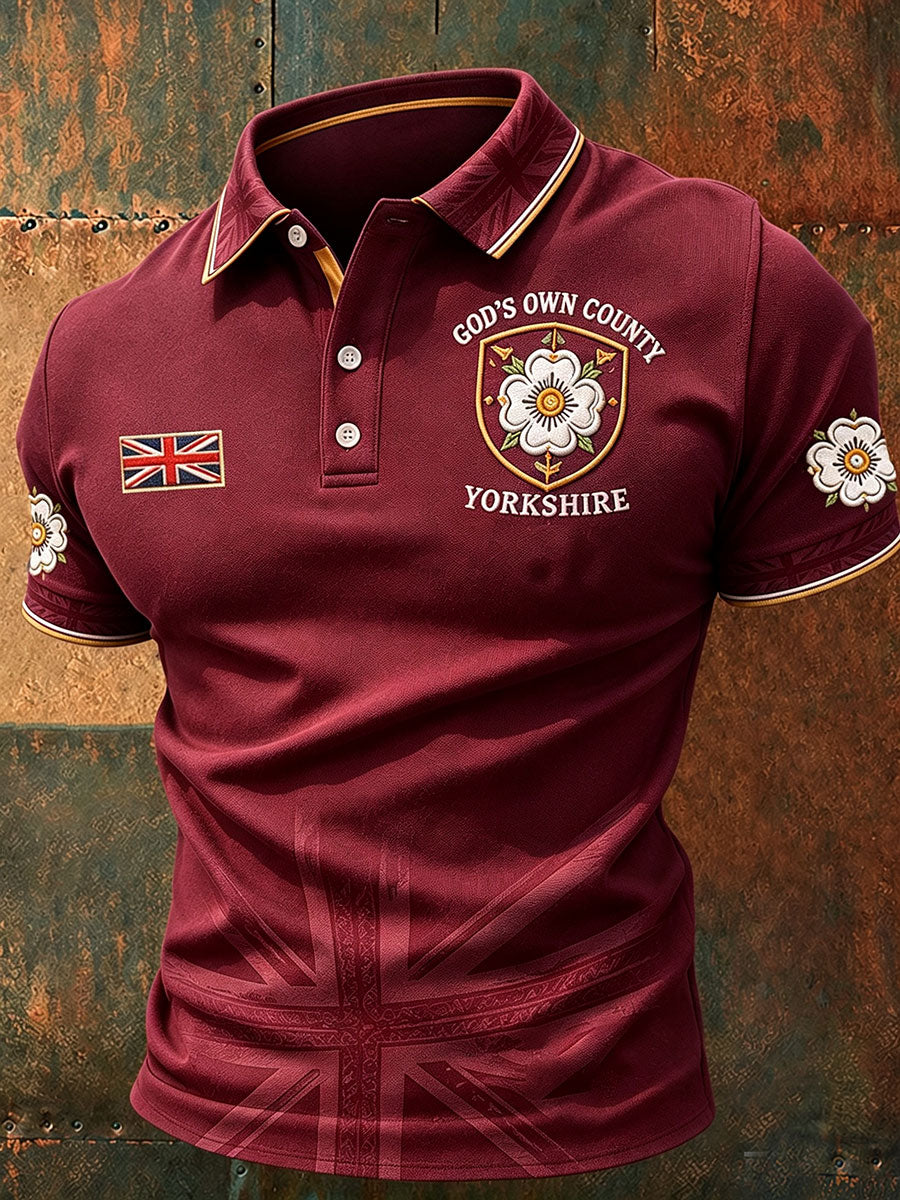 Men's England Yorkshire Day White Roses Art Printed Casual Tops