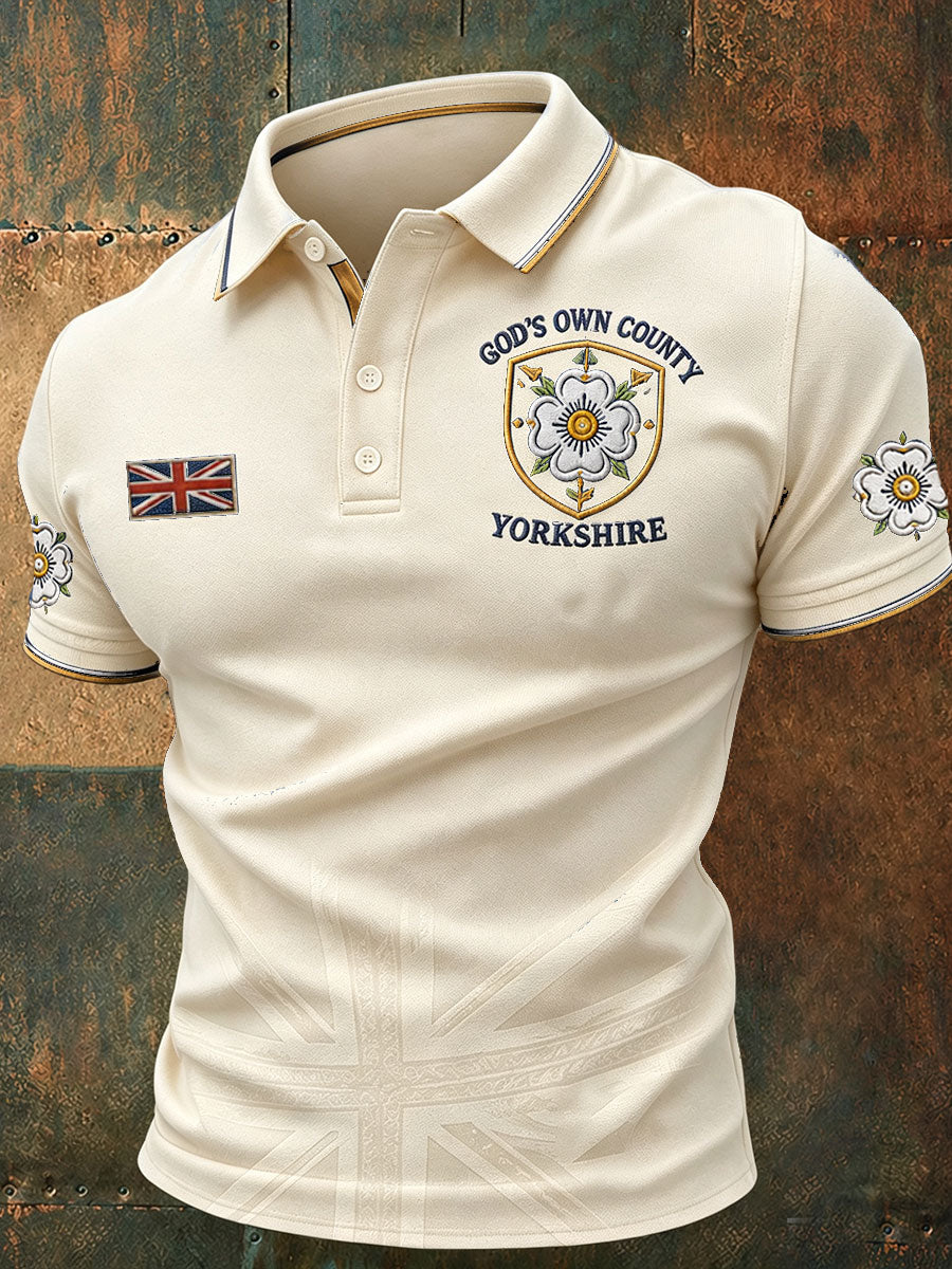 Men's England Yorkshire Day White Roses Art Printed Casual Tops
