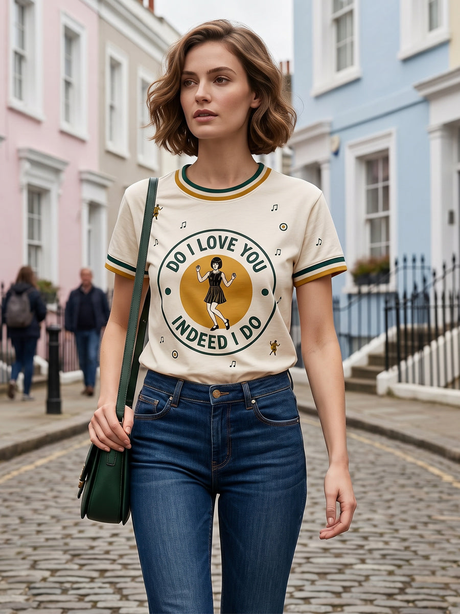 Women's Retro Northern Soul Do I Love You Indeed I Do Print Casual Tee