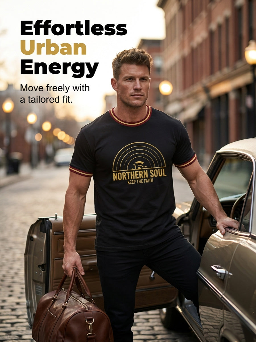 Men's Retro Northern Soul Keep The Faith Print Casual Tee