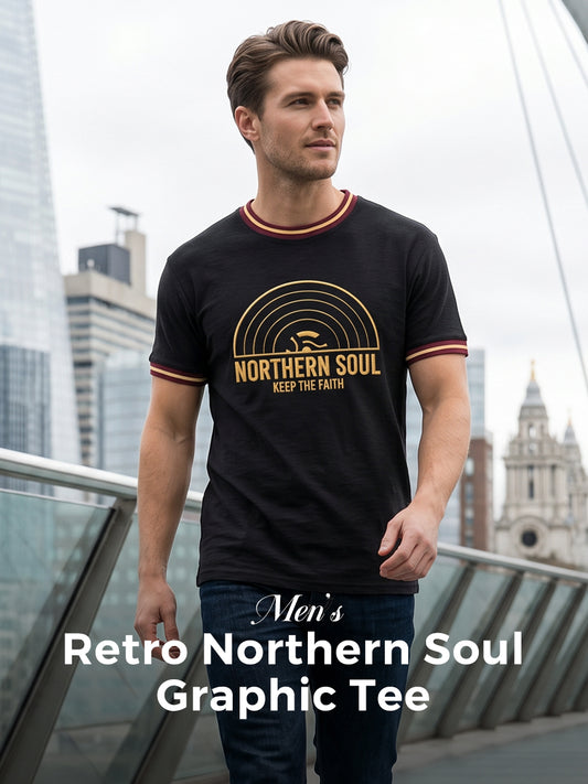 Men's Retro Northern Soul Keep The Faith Print Casual Tee