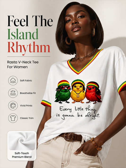 Women's Reggae Music V-Neck T-Shirt