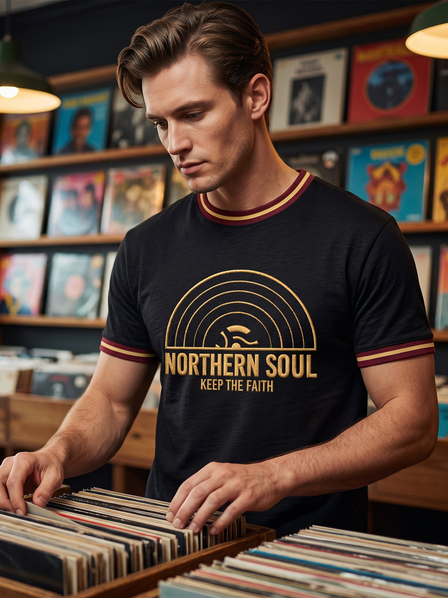 Men's Retro Northern Soul Keep The Faith Print Casual Tee