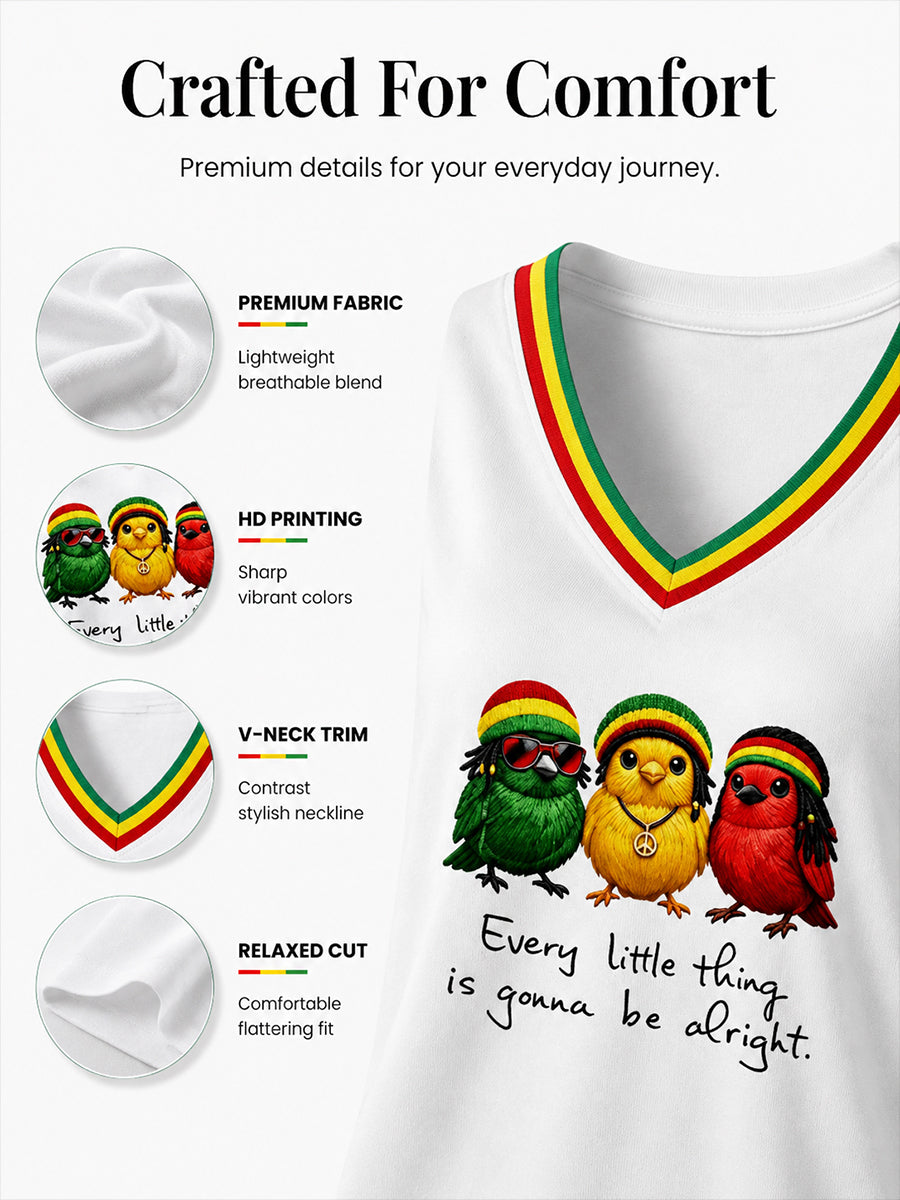 Women's Reggae Music V-Neck T-Shirt