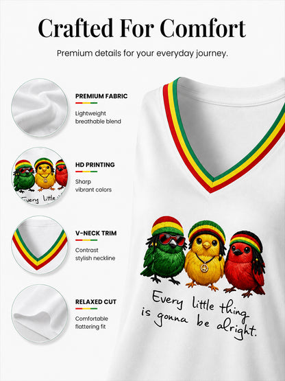 Women's Reggae Music V-Neck T-Shirt
