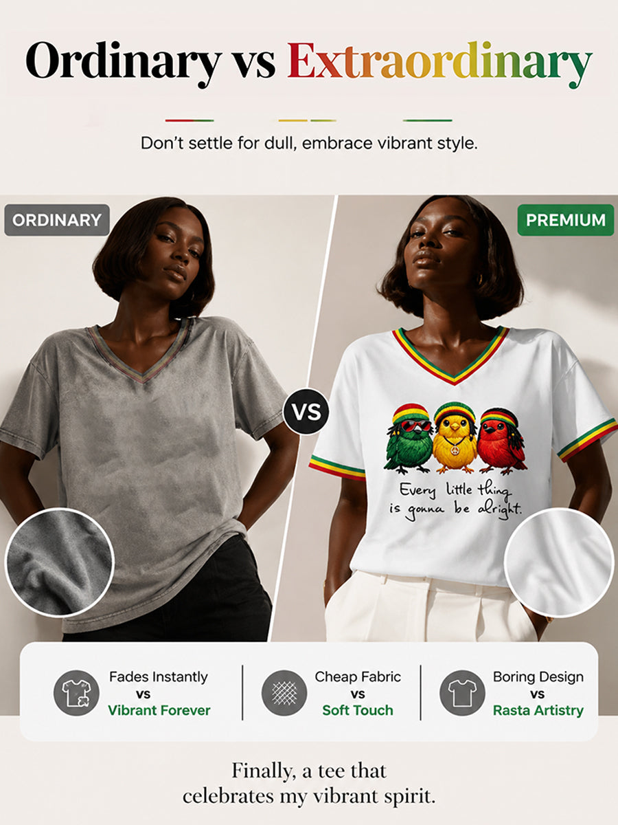 Women's Reggae Music V-Neck T-Shirt