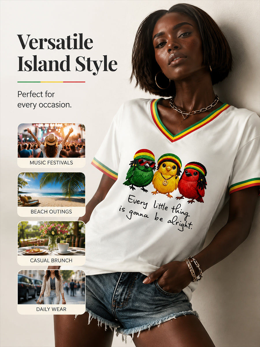 Women's Reggae Music V-Neck T-Shirt