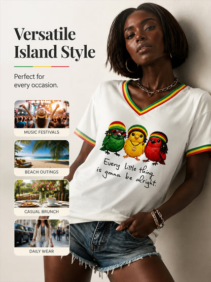 Women's Reggae Music V-Neck T-Shirt