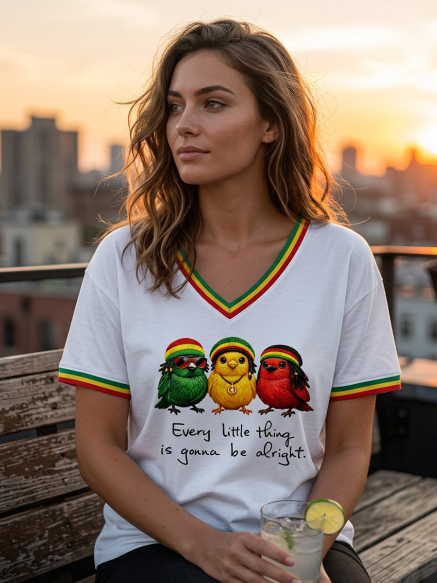 Women's Reggae Music V-Neck T-Shirt