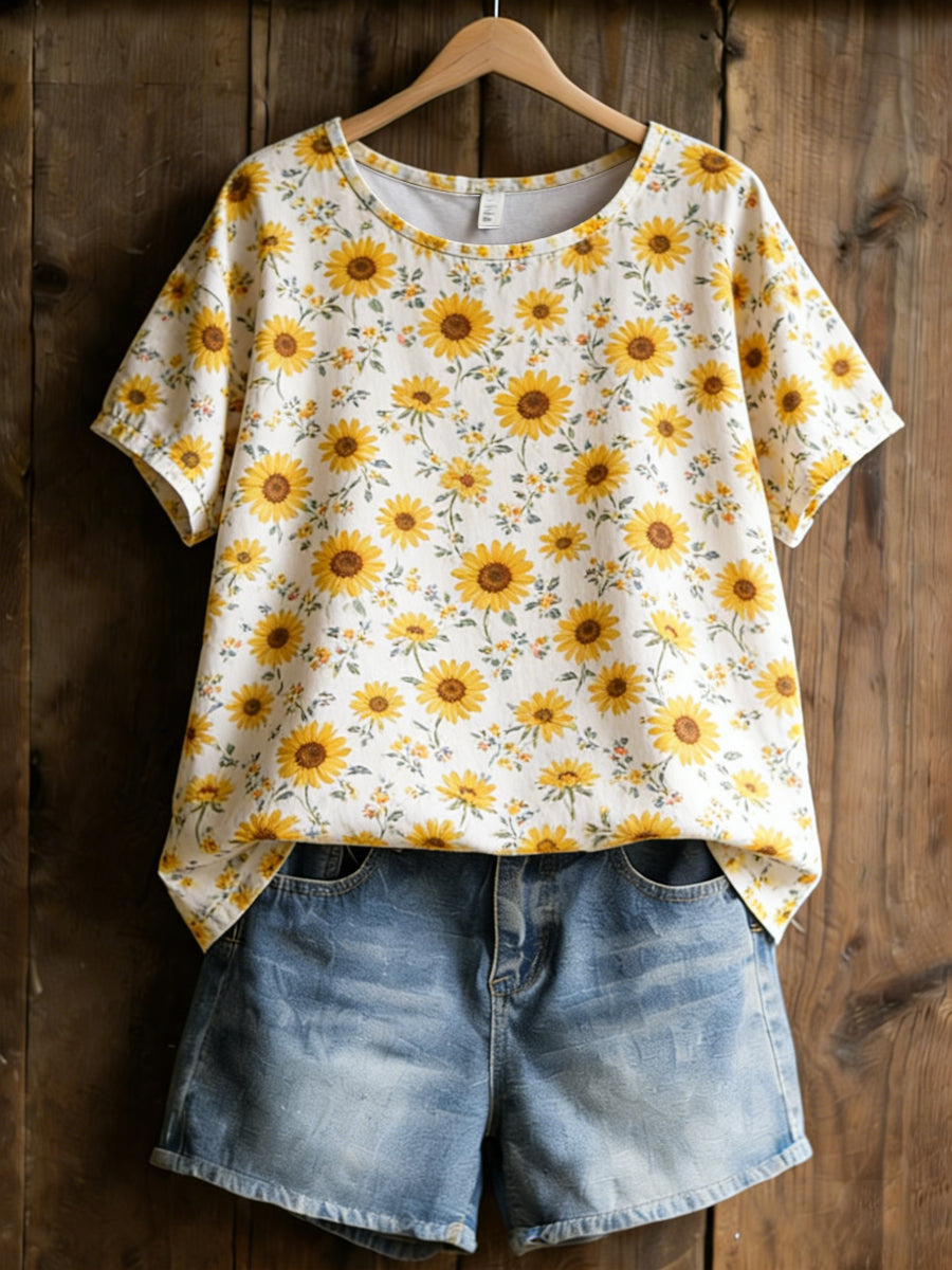 Women's Plants Flowers Print Casual T-Shirt