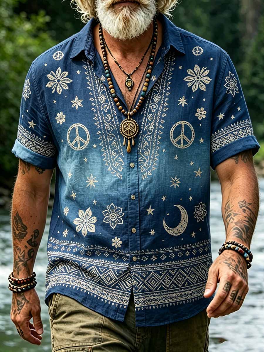 Men's Hippie Bohemian Style Printed Casual Shirt