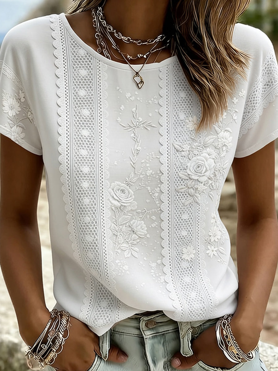 Retro Floral Art Print Casual & Comfortable T-Shirt