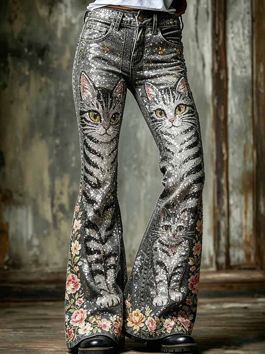 Women's Fashion Animal Print Casual Flared Pants